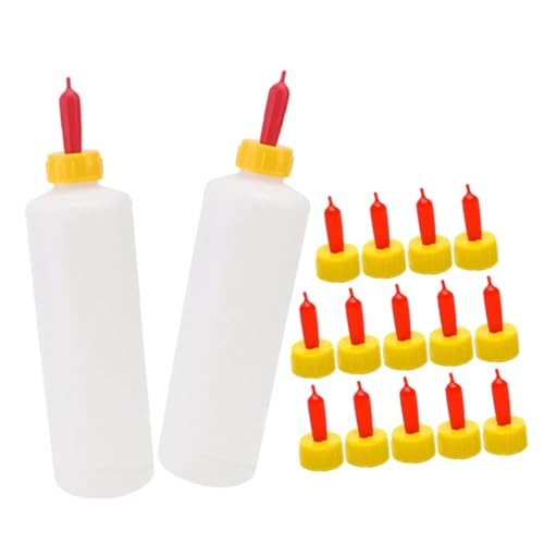WEKADRIN Biberones para Corderos y Cabras con Tetinas de Repuesto Alimentador Portátil para Mascotas con Diseño Antidesbordamiento y Suaves para Fácil Limpieza