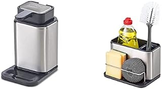 Joseph Joseph Surface Stainless-Steel Soap Pump and Bar - Silver & Joseph Surface Stainless-Steel Caddy Sink Area Organiser - Silver