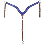 Circle Y Marfa Lights Suede Breast Collar | Royal Blue Suede Over Harness Leather | Western Breast Collar with Figure 8 Stitching & Stainless Steel Hardware | 26