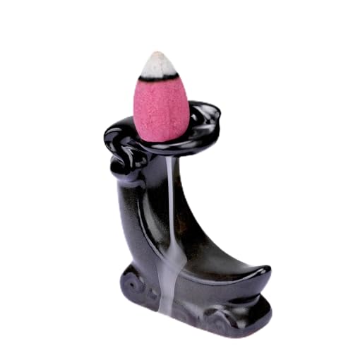WEWAYSMILE Quemador de Incienso de Cascada con Soporte Incienso Moon Backflow, Mini Soporte Cono Incienso Cerámica, Decoración del Hogar Aromaterapia para Oficina Yoga de Meditación