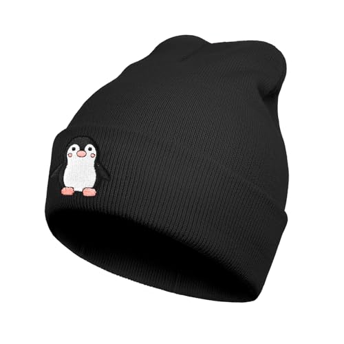 Msdiuvdk Cool Penguin Pattern Beanie,Embroidered Penguins Wool Knit Beanies Hats Gift for Men Women,Keep Warm Soft Stretchy Winter hat for Cold Weather Accessory
