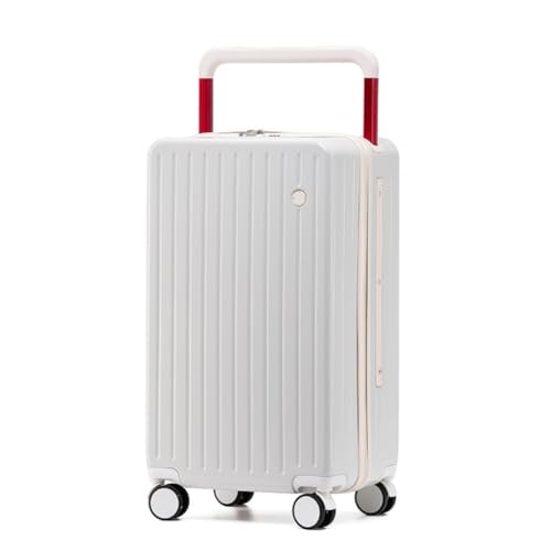 PANKERS Travel Suitcase Aluminum Frame Wide Trolley 20-inch Women's Large-Capacity Travel Sturdy and Durable Trolley Case for Men Trolley Case, White
