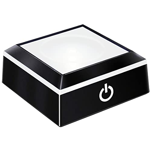 EUSTUMA Support d'affichage carré antidérapant à base lumineuse LED dans une variété de couleurs, adapté aux œuvres d'art sphériques en cristal de...