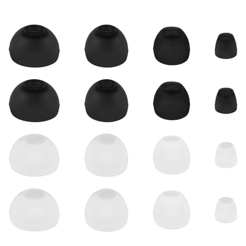 Extra Small Earbuds Tips Replacement Earbud Tip Soft Silicone Earbuds for in-Ear Headphones Extra Small Ear Tips for in Ear Earbuds(16pcs,Black,White)