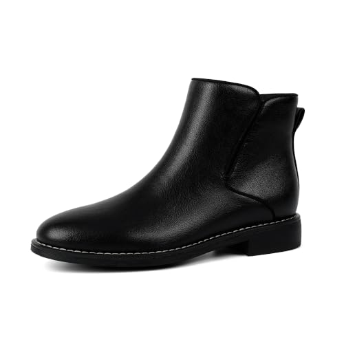 Low Heel Rounded Toe Ankle Boots for Women with Side Zipper | Womens Block Heel Short Boots, Classic Fashion Fall Winter Boots, Dress Heeled Boots 8.5 A-black