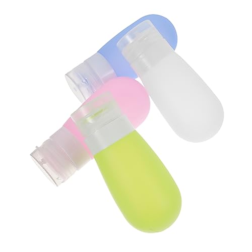 SECFOU 4個 シリコン ローション ボトル 旅行 トイレタリー ジャー 旅行 サイズ トイレタリー ボトル 収納 容器 エアレス ポンプ ジャー 収納 容器 付き 蓋 調味料 ノズル シリカ ジェル