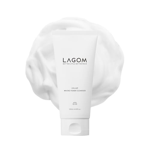LAGOM Cellup Micro Foam Cleanser, Hydrating Deep Cleansing Face Wash, Korean Makeup Remover, Dense Soft Micro Bubbles, Ultra Fine Dust Removal 4.05 Fl Oz