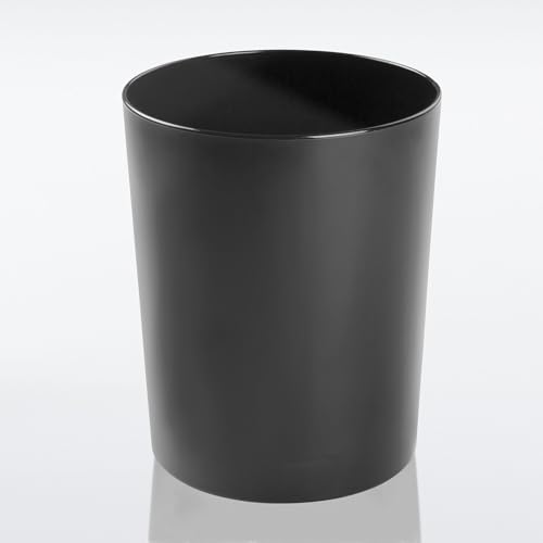Image of iDesign Steel Round Bathroom Trash Can - Matte Black