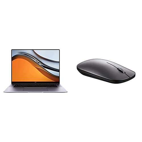HUAWEI MateBook 16,AMD Ryzen 5 5600H, 16GB RAM, 512GB NVMe PCIe SSD,,16" Laptop,2.5K FullView Display,Schlankes Metallgehäuse, Grau &amp; Bluetooth-Maus mit präzisem Track-On-Glass-Sensor, Grau