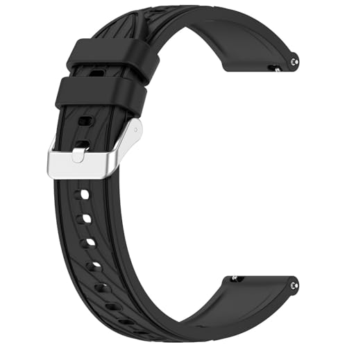 Texturée Silicone Bracelet Compatible avec LG G Watch W100/G Watch R Bracelets, 22mm Imperméable et doux Extérieur Sport de Remplacement en Souple, A-Noir