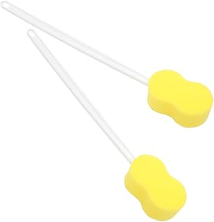 Healeved Badeschwamm mit langem Griff, 2 Stück Rückenschwamm auf einem Stab, leichte Rückenwaschmaschine mit Griff, Duschbürste, Luffa für Fuß-Körperreinigung, Baden