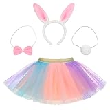 LyssKMK Girls Tutu Skirt, Bunny Tutu Costume for Girls Headband Set, Tulle Dress Outfit for Little G