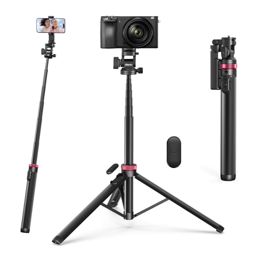 ULANZI MT-78 185 cm Statyw Aparatu Telefonu Komórkowego Wysuwany Kijek Selfie Stojak Trójnóg do Aparatu Telefonicznego Klipsem do Telefonu, kulową 360° i do Sony, Canon, iPhone 16