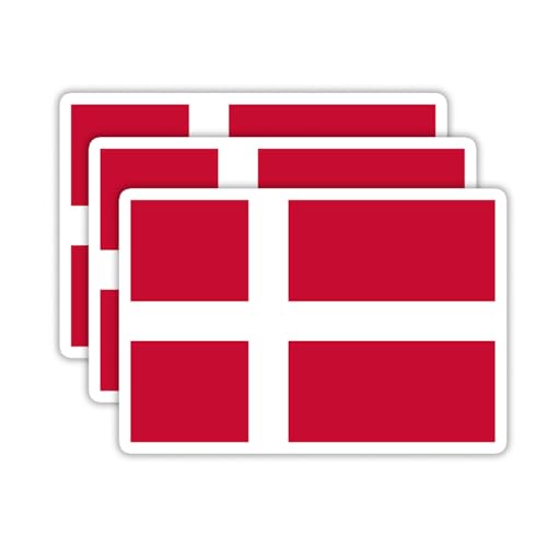 Image of (3PCS) Denmark Flag stickers, Countries Flag Stickers - Waterproof Vinyl Decals For Laptops, Tumblers, Water Bottles, Books, Scrapbooks, Size 3 x 2 Inch