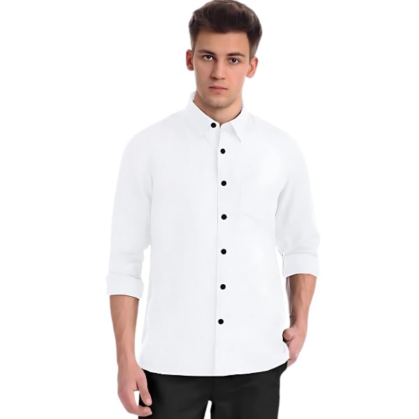 Unstitched Cotton Shirt (1.60m) Fabric - Exclusively for Men's (White)-image-48