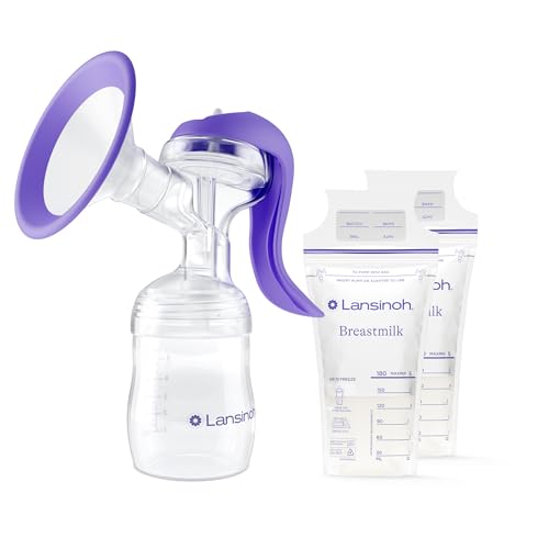 Image of Lansinoh Every Drop Counts Gift Set Includes Manual Breast Pump and 200ct Breastmilk Storage Bags, Breastfeeding Essentials, Fast Freeze & Thaw Breast Milk Bags, Superior Strength, 6oz