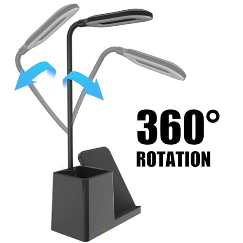 MONMOB Modern Pen Holder Pencil Holder with Lamp and 15W Wireless Charging Stand Black