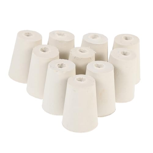 FUNOMOCYA 20 Pcs Rubber Plug with Hole Lab Plug Belly Button Plug Post Laboratory Test Tube Bungs White Piggy Bank Laboratory Bungs Test Tube Sealing Plug Tapered Door Slam Stopper Tube Plug