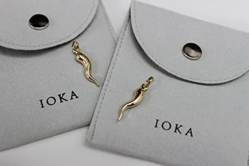 Ioka - 14K Yellow Gold Cornicello Italian Horn Charm Small Size Good Luck Pendant For Necklace or Chain2