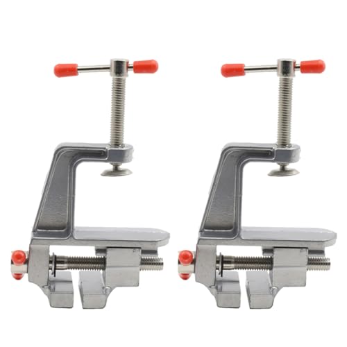 KALLORY 2Pcs Mini Flat Table Vise Clamp Bench Vise for DIY Craft Jewelry Woodworking and Carving Projects Lightweight Portable Household Durable Body