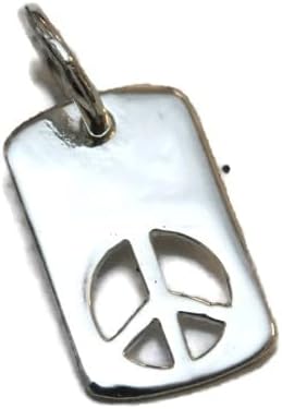 Twin's Jewelry Small Peace Sign Dog Tag Pendant Charm .925 Sterling Silver
