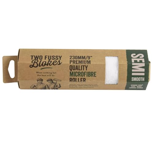 Two Fussy Blokes 230mm (9Inch) Microfibre SemiSmooth Paint Roller Sleeve 10mm Nap for WaterBased Paints Ideal for Walls Ceilings MDF Plaster & Emulsions [Single Pack]