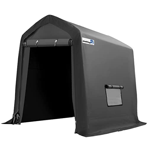 PEKATOP Outdoor Heavy Duty Storage shelter&Outdoor Carport ,Portable Storage Shed with Front and Rear Roll-Up Zipper Entry Doors and 2 Roll-Up Side Windows,Gray