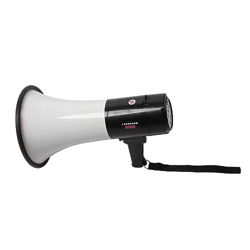 Hamwesh Megáfono Portátil, 40 Vatios de Potencia, Sonido Claro y Fuerte, Grabación y Reproducción, Batería Recargable, con Correa para Uso en Interiores Exteriores