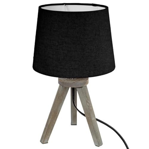 Atmosphera Créateur d'intérieur - Lampe à Poser Trépied en Bois Alexis 31cm Noir