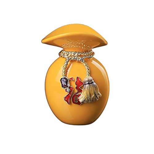 Vase en céramique jaune stable de 9,4 pouces pour grands bouquets