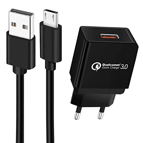 UNIDOPRO Quick Charge 3.0 Chargeur Secteur USB et 1M Câble Micro USB pour Blackview A60 A70 |Cubot Note 7 / Note 20 |Doogee X95 X96 N20 Pro | pour Wiko Y81...