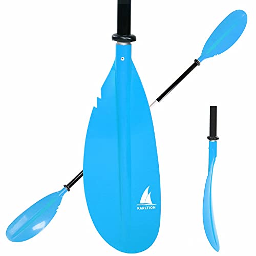 Karltion Kayak Paddle - Adjustable 2 Pieces Aluminum Alloy Shaft with Glass Fiber Blade for Surfing,Oar Fishing Easy Packable Travel- Blue