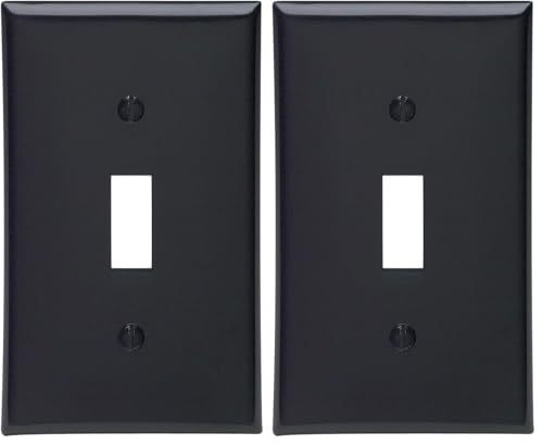Image of Leviton 1-Gang Toggle Device Switch Wallplate,Standard Size,Thermoplastic Nylon,Device Mount,80701-E,Black,(Pack of 2)
