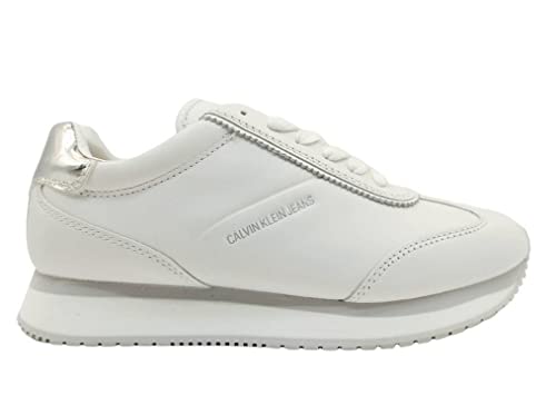 Calvin Klein WM LTH - Zapatillas deportivas para mujer, color blanco, Blanco, 39 EU Calvin Klein WM LTH - Zapatillas deportivas para mujer, color blanco, Blanco, 39 EU