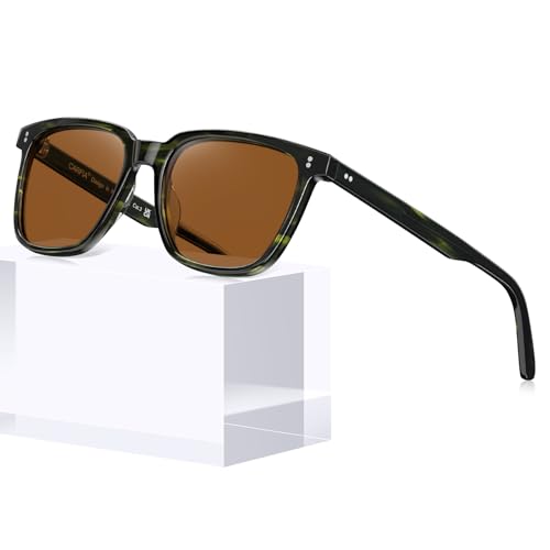 Image of CARFIA Retro Acetate Polarized Sunglasses for Men UV400 Protection Driving Outdoor Anti-Glare Sun Glasses CA5354WS