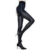 GOCBOBO Women's Oil Shiny Pantyhose High Waist Control Top Sheer Gloss Tights Plus Size Silk Pantyhose for Women Black