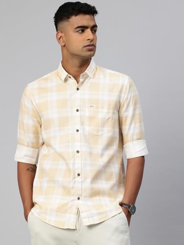 Image of Majestic Man Comfort Slim Fit Pure Cotton Checked Casual Shirt