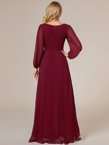 Ever-Pretty Women's Fall Lantern Sleeve A Line High Low Bridesmaid Dresses 020432