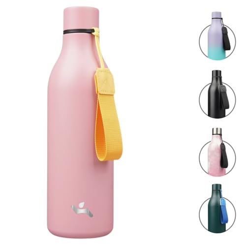 Image of Konokyo Insulated Water Bottle with Strap,25 oz Double Wall Stainless Steel Vacuum Bottles Metal Water Flask,Light Pink