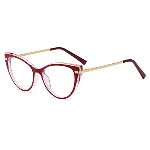 Image of LJCZKA Blue Light Blocking Glasses Women Anti Eye satrain Computer Cat eye Eyeglasses Cateye Clear Frame