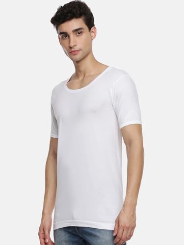 Image of RAMRAJ COTTON Men White Round Neck Half Sleeve Fine Cotton Vest /Banian | Moisture Absorbant & Super Soft Fabric