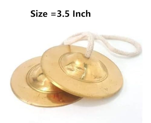 Metal Craft Manjeera Traditional Instrument Indian Music (3.5 Inches) Musical Handmade Percussion Instrument - Hand Cymbals Manjira Pair - Indian
