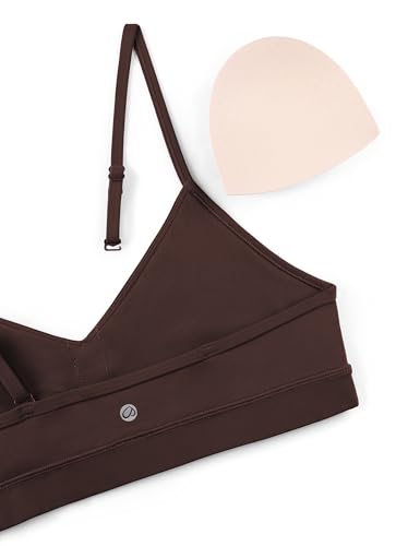 Image of CRZ YOGA Butterluxe V Neck Sports Bras | Light Support, Removable Pads, Yoga, Extremely Soft, Square Back, Adjustable Spaghetti Straps, for Women