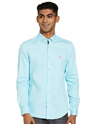 Image of The Indian Garage Co Men Slim Fit Placement Embroidered Full Sleeves Cutaway Collar Casual Shirt