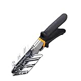 URPIZY Mehrwinkel-Gehrungsschere aus SK5-Legierter Stahl mit Sicherheitsverriegelung, 45° Gehrungsschneider für Kabelkanäle, Holz- und Kunststoffleisten, Gummistreifen, Schwarze und Graue