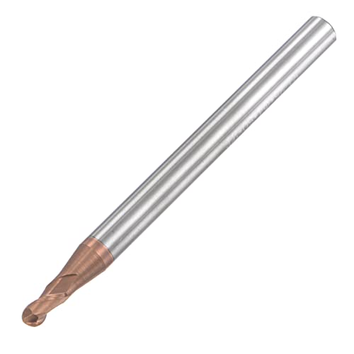 Image of uxcell Ball Nose End Mill 1.25mm Tip Radius Solid Carbide AlTiSin Coated CNC Router Bits 2 Flute Spiral Milling Cutter HRC55 with 4mm Shank 50mm (2-inch) Length
