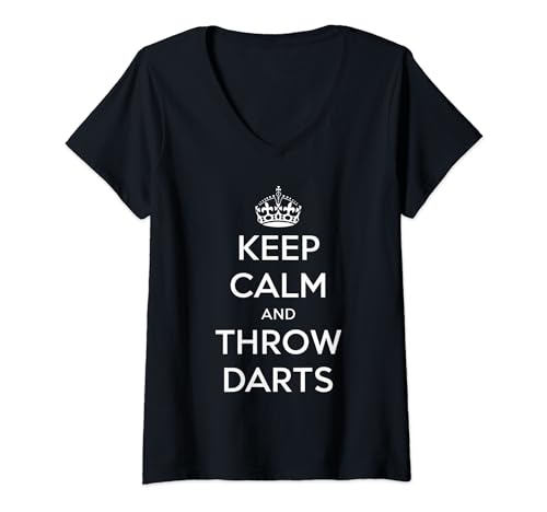 Mujer Diana divertida diana con texto en inglés «Keep Calm Throw Darts Gift Diana» 180 Camiseta Cuello V