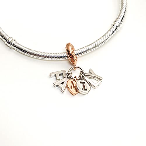 Abalorio de plata de ley 925 con colgante de corazón grabado para personalizar pulseras elegantes 3