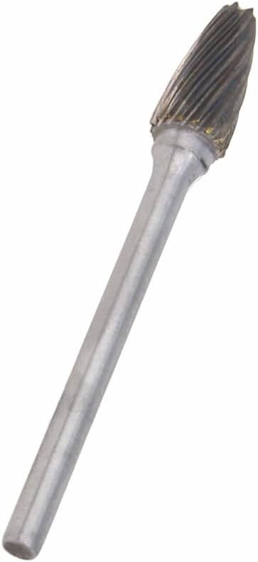 Auniwaig Tungsten Carbide Rotary Burr 3mm / 1/8" Shank, 6mm Head Size Single Cut Taper Carving Burr Bits, for Woodworking, Drilling, Metal Carving, Engraving, Polishing