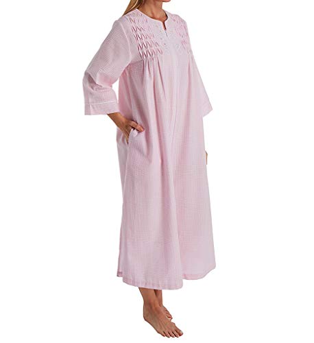 Miss Elaine Women's Seersucker Long Zip Robe 868649 S Pink White